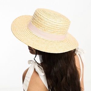 Asos DESIGN natural straw easy boater with light band
